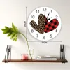 Wall Clocks Love Red Leopard Plaid 3D Clock Modern Design Living Room Decoration Kitchen Art Watch Home Decor