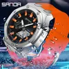 Wristwatches SANDA 3309 Waterproof Men Watch Countdown Stopwatch Led Light Electronic Movement Wristwatch 5Alarm Clock 2 Time Digital