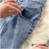 Tweede stuk jurk Amolapha dames jeans vestskirts sets riemen tops knoppen denim rok pakken voor vrouw 230705 drop levering kleding wome dhntt