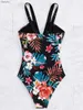 Women's Swimwear 2023 Dp V-Neck One Piece Sexy Swimsuit Print Swimwear Women Bathing Swimming Suit Female Padded Summer Beachwear Bodysuit Lady Y240402