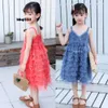 Mädchen 2024 Sommer neuer Schlingrock Fluffy Cake Little Girl's Western Style Korean Prinzessin Kleid