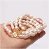 Charm Bracelets Mode Initialen Armbandbriefmünze natürliche Süßwasserperle für Frauen Boho luxuriöse Brautjungfer glänzende Schmuckgeschenke DHLFA