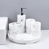 Nordic Style Marble Pattern Bathroom Supplies Light Luxury Five-Piece Set Resin Toiletries Kit Bathroom Set Ornaments