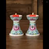 Titulares de vela 2pcs/lote chinês criativo esmalte de cerâmica lótus lótus lâmpada lâmpada de manteiga para buda decoração