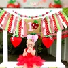 Tapisseries Strawberry Theme Pigh Chair for Banner Baby First Birthday Party Po P