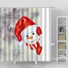 Douchegordijnen Happy Snowman Christmas Curtain Snowflake Santa Claus Jaar Gift Badkamer Waterdicht Bad Home Decor met haak