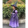 Photographie Fairytale Witch Girls Costume Set with Hat Cosplay Supplies Purple Witch Robe