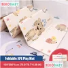 Baby Rugs & Playmats Bekobaby 200X180Cm Xpe Mat Foldable Cartoon Play Kids Waterproof Climbing Pad Puzzle Rug For Children Anti-Skid C Dhjs8