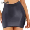 Urban Sexy Dresses Sexy Womens Glossy Bodycon Pencil Mini Skirt Solid Color Stretchy High Waist Miniskirt Clubwear Costumes for Rave Party 240403