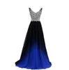 2018 New Sexy New Ombre Long Evening Prom Dresses Chiffon Beaded A Line Plus Size FloorLength Gradient Formal Party Gown QC12425903858