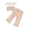 Clothing Sets Kids Clothes Girls 2 Piece Outfits Floral Print Bandage Sleeveless Camisole And Elastic Flared Pants Set Summer Baby