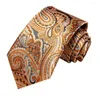 Bow Ties Hi-Tie Designer Orange Grey Paisley 2024 Fashion Brand Tie pour hommes Mariage Party Coldie Set Handky Cuffe Links Gift Wholesale