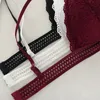 Lace Triangle Cup Gevotte beha dames borduurwerk holle ondergoed sexy bloemen diep v brassiere naadloos push -up bralette lingerie 240326