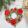 Decorative Flowers Pillar Candle Ring Wreath Artificial Flower Diameter 20cm Floral Arrangement Greenery Rose For Door Living Room Easter