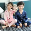 2pcs Infant Baby Boy Girl Pajamas Silk Satin Top Pant Long sleeve Solid ButtonDown Pyjamas Set Nightgown Child Sleepwear 240325