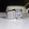 Anelli nuziali 2 pezzi Solitaire Male Lab Sapphire Diamond Ring 925 Sterling Silver Engagement Fead Anelli per gli uomini Anniversario Gioielli per feste