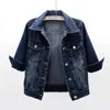 Jean Jacket Dames Denim Jackets Herfst Koreaans Casual Cotton Three Quarter Mouwen Streetwear Camisole Top Coats Office Lady 240320