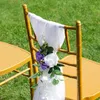 Fleurs décoratives fleur de fête extérieure chaise arrière décoration artificiel tissu de soie légère boucle violette avec banquet de mariage