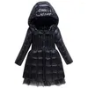 Down Coat Benemaker Winter Children's Jacket Girl For Kid Duck Windbreaker Long Snowsuit Lace Princess Dress Baby Clothing NA177