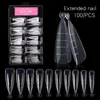 100Pcs Quick Building Nail Mold Tips Nail Dual Forms Finger Extension Nail Art UV Extend Gel Finger Stiletto Nails- for UV Extend Gel Stiletto Nails