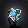 Necklace Earrings Set Luxury Dubai Bridal Jewelry Turquoise CZ Zircon 4PCS Wedding UAE Brides Party Gift