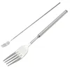 Forks Creative Stainless Steel Extendable Fork Dinner Fruit Dessert Long Cutlery BBQ Kitchen Dinnerware