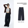 Jeans pour femmes femmes harajuku cargo baggy streetwear blue hip hop oversize la jambe large conception rétro de conception demin pantalon lâche y2k