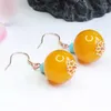 Pendientes colgantes de 12 mm Amarillo amarillo natural Turquesa Año de la acuicultura Aquacultura Regalos Fashion Fashion Día de Acción de Gracias Regalos Carnaval