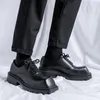 Sıradan ayakkabılar lüks moda orijinal deri marka tasarımcısı kare ayak parmağı oxfords ayakkabı partisi gece kulübü elbise siyah platform ayakkabı