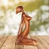 Figurines décoratines yoga en bois pose statue femme décor méditant jardin pour le salon galerie de table