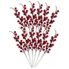 Fiori decorativi 12 PCs Berry STELLO ROSSO ARTICIFICA A DEORE NAMBINI BERRIE DI HOLLY FILO DI FILO SIMOLA