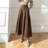 Röcke Vintage Winterwolle Lange für Frauen Streetwear High Taille Plisse