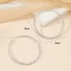 Nuevo estilo europeo y americano Patrón de diamantes de gran círculo de gran círculo Pendientes retro versátiles suaves y elegantes