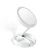 Espelho dobrável de carregamento usb ou bateria led espelho de maquiagem branco vaidade espelho cosmético com luz 10x espelhos de mesa de ampliação 240326