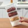 Aufbewahrungsflaschen Kunststoff Lebensmittel geteilter Organizer Quadratstapel Gewürzbox frisch wecker und leckdicht getrockneter Obst Chili