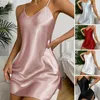 Vestidos casuais Mulheres camisola de pijamas em casa elegante cetim v pesco