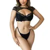 Bras Sets Fashion Show For Womens Club Crop Tops Mesh See Through Sheer Open Bust Belly Dance Gymnastics T-Shirts Sexy Party Clubwear