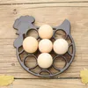 装飾的な置物ヴィンテージ素朴な鶏鋳鉄卵収納ホルダー9個のホームキッチンテーブルトップ装飾金属断熱マット