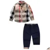 衣類セット子供の服のセット茶色のシャツとズボンcottontottematersデザイナー男の子の男の子のファッション服ホールセール幼児の男の子ドロップot2td