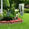 Trädgårdsdekorationer metall vindrotator borttagbar roterande väderkvarn blå hållbar reflekterande med markpluggskonst hantverk dekoration