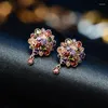 Boucles d'oreilles de qualité supérieure, couleur or, multicolore, CZ, boîte à bijoux de mariage pour femmes, emballage