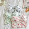 Women's Tanks Camis Lace Crop Top Women Rose Floral Bra Mesh Tube Top Beauty Back Bra Seamless Cami with Chest Pads Sexy Tank Top Sweet Lingerie Y240403