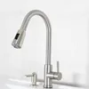 Kitchen Faucets Elmont Pull Down Sink Faucet With Soap Dispenser Satin Nickel Durable Easy Install 360 Degree Swivel Adjustable Stream