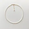Naturligt sötvatten pärla oregelbunden liten pärla klumpskedja slank minimalistisk vild 925 sterling silver lås halsband240327