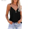 Frauen Tanks Camis Womens Sexy v Neck Camisole Pullover Tops Damen 2023 Sommer lässiger Reißverschluss ärmellose Bluse Mädchen Kleidung Y240403