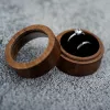 Walnut Wooden Ring Box Jewelry Organizer round Wood Grain Wedding Rings Holder Earrings Jewelry Display Packaging Gift Boxes