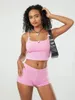 Thuiskleding Y2K Loungewear Dames Zomer Spaghetti Riem mouwloze crop top en lage taille shorts Twee -delige pyjama set slaapkleding