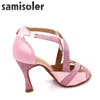 Tanzschuhe Samisoler Rosa 2024 Latin Frau Ballsaal Strass Latce