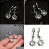 Boucles d'oreilles en lustre en peluche simple de lune blanc moon léger pierre jade fleurs transparentes transparente pure fille tempérament romance je dhnqk