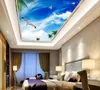 壁紙ブルースカイシーガル天井リビングルームのための3D壁画デザイン